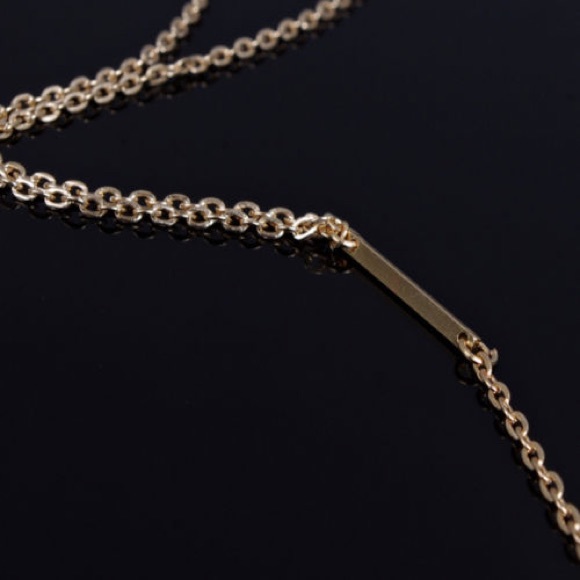Gold Triangle and Bar Pendant Hanging Necklace - Picture 3 of 3